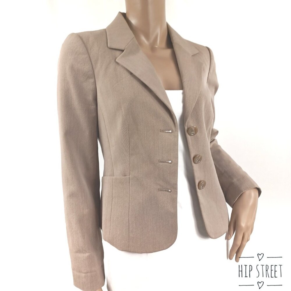 THE LIMITED 3 Button Stretch Twill Beige Blazer Jacket 2